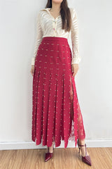 Beaded Pleated Sheer Skirt
