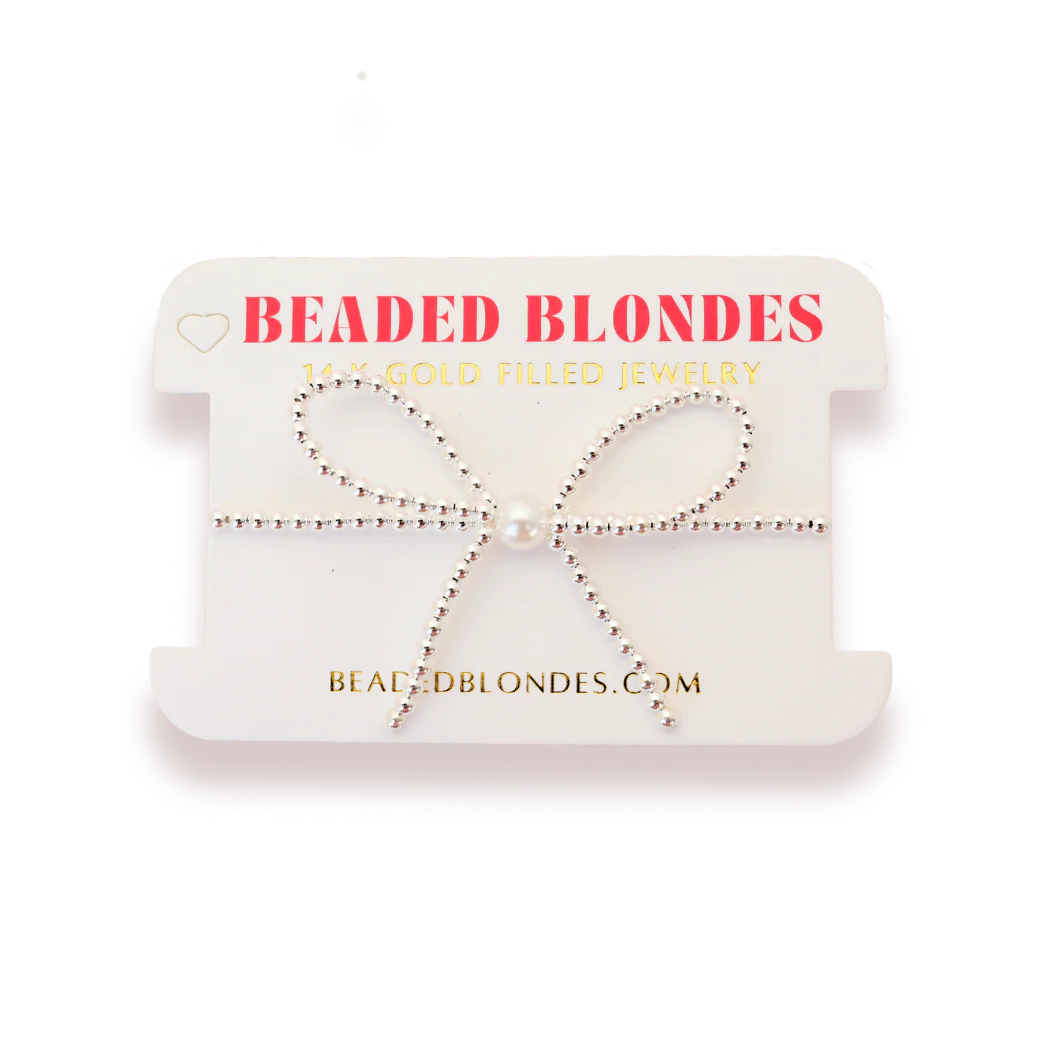 Beaded Blondes Silver Bow Bracelet