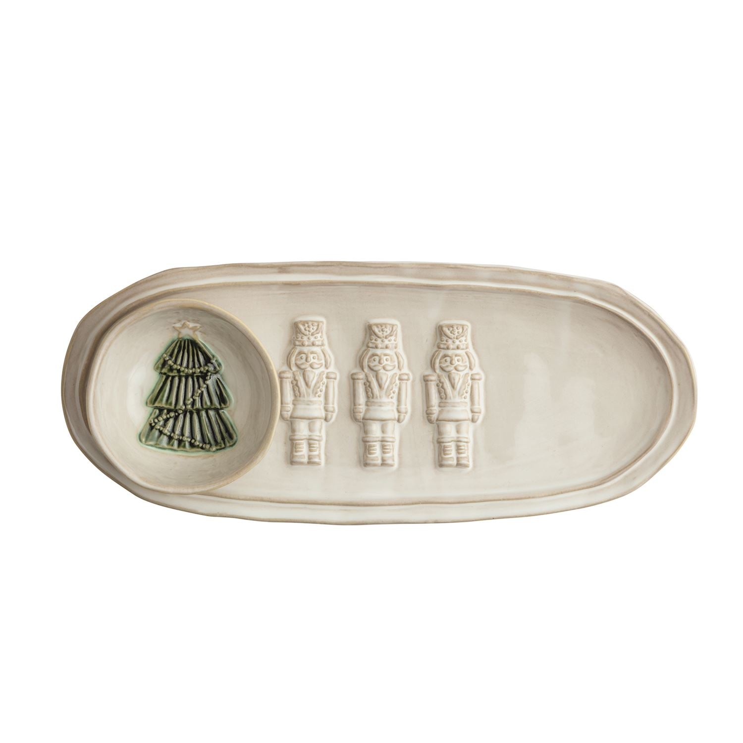 Mud Pie:  White Nutcracker Tray & Tree Tidbit Set