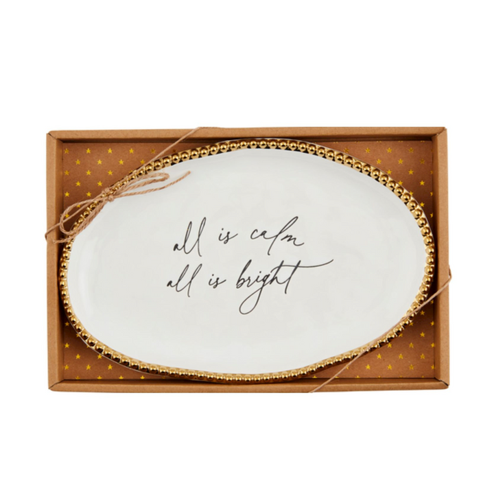 Mud Pie: All Is Calm Bead Sentiment Plate