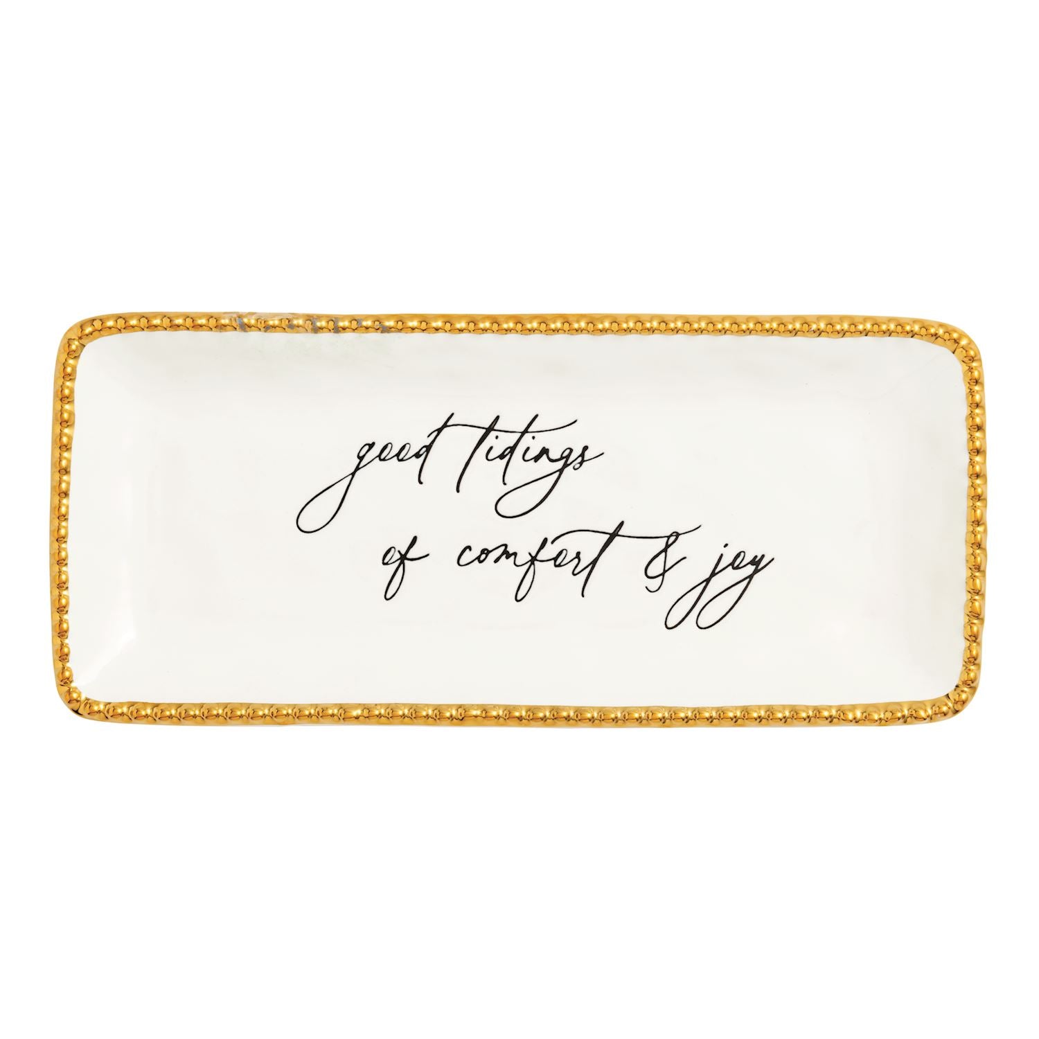 Mud Pie: Good Tidings Gold Edge Sentiment Tray