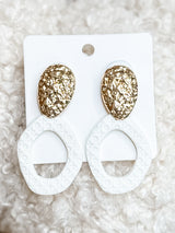 Retro Floral Hoop Earrings - White