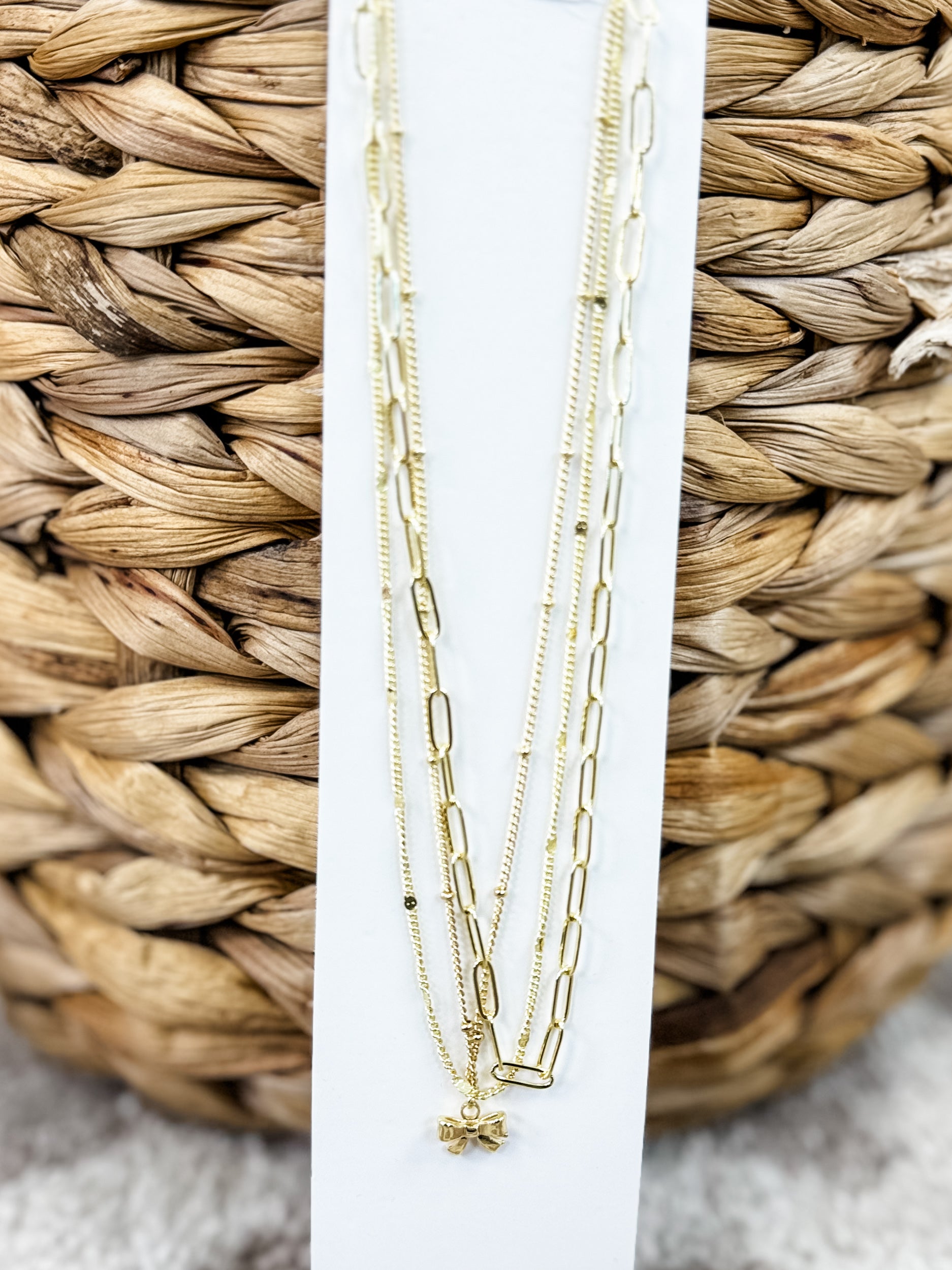 Bow & Chain Charm Necklace