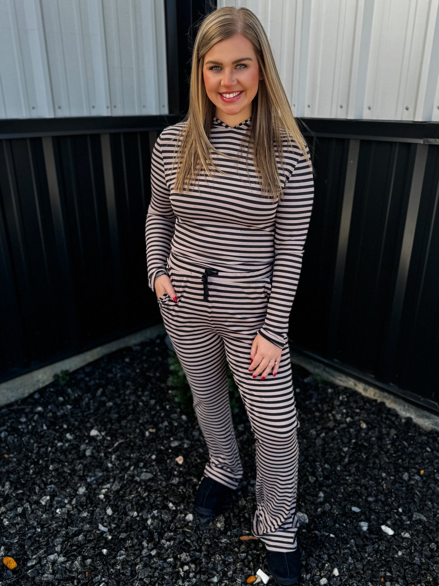 Mist & Stripes Hoodie - Black Final Sale