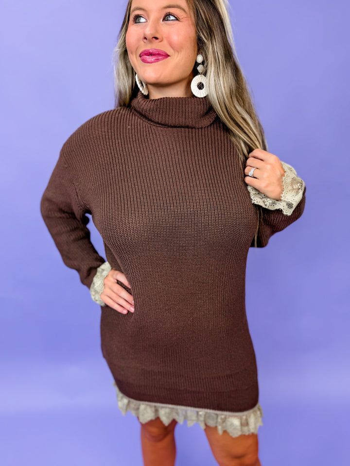 Ruffle Trim Sweater Dress
