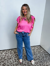 Flora Flutter Top - Pink