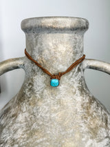 Leather Turquoise Choker Necklace