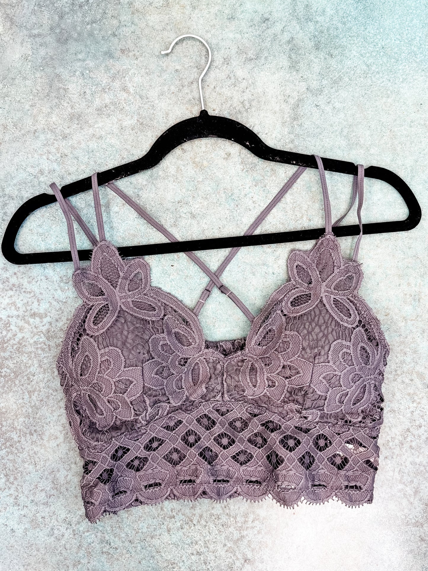 Crochet Lace Bralette - Charcoal *Final Sale*