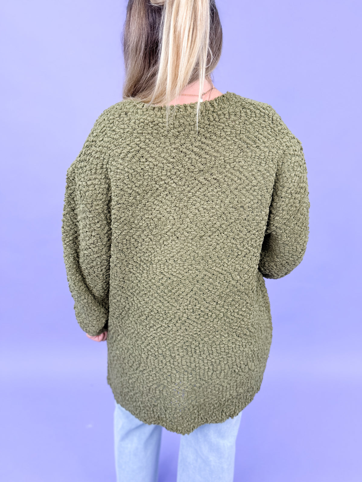 Long Sleeve Popcorn Sweater Cardigan With Pockets | DOORBUSTER