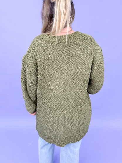 Long Sleeve Popcorn Sweater Cardigan With Pockets | DOORBUSTER