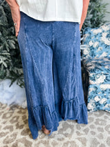 Urban Flow Tiered Skirt Pants - Navy