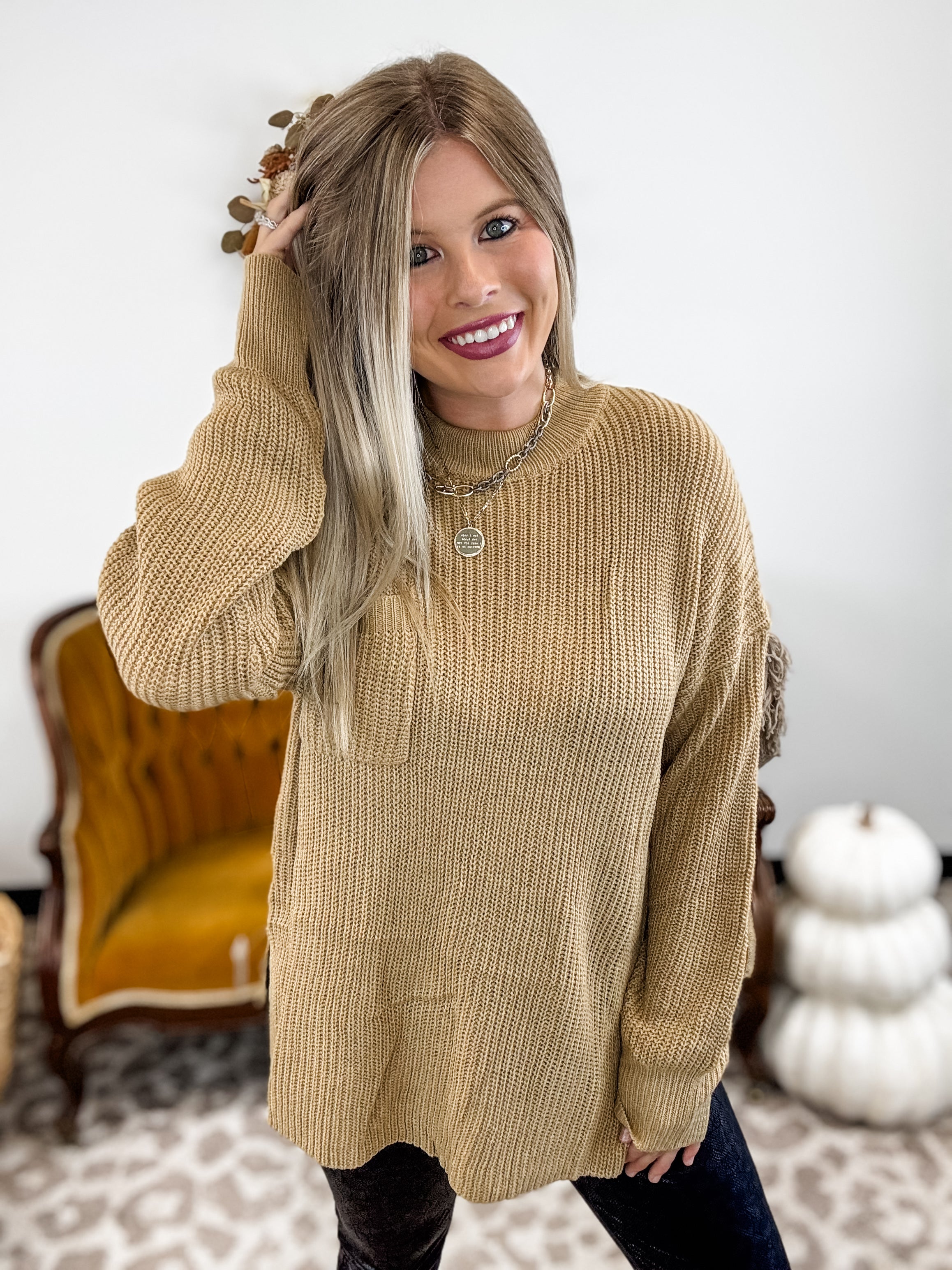 Feel The Love Top -  Taupe FINAL SALE