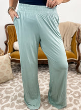 Soft Drape Wide Leg Pants - Moss Green FINAL SALE