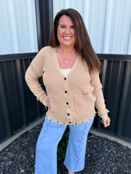 Vintage Washed V-neck Sweater Cardigan