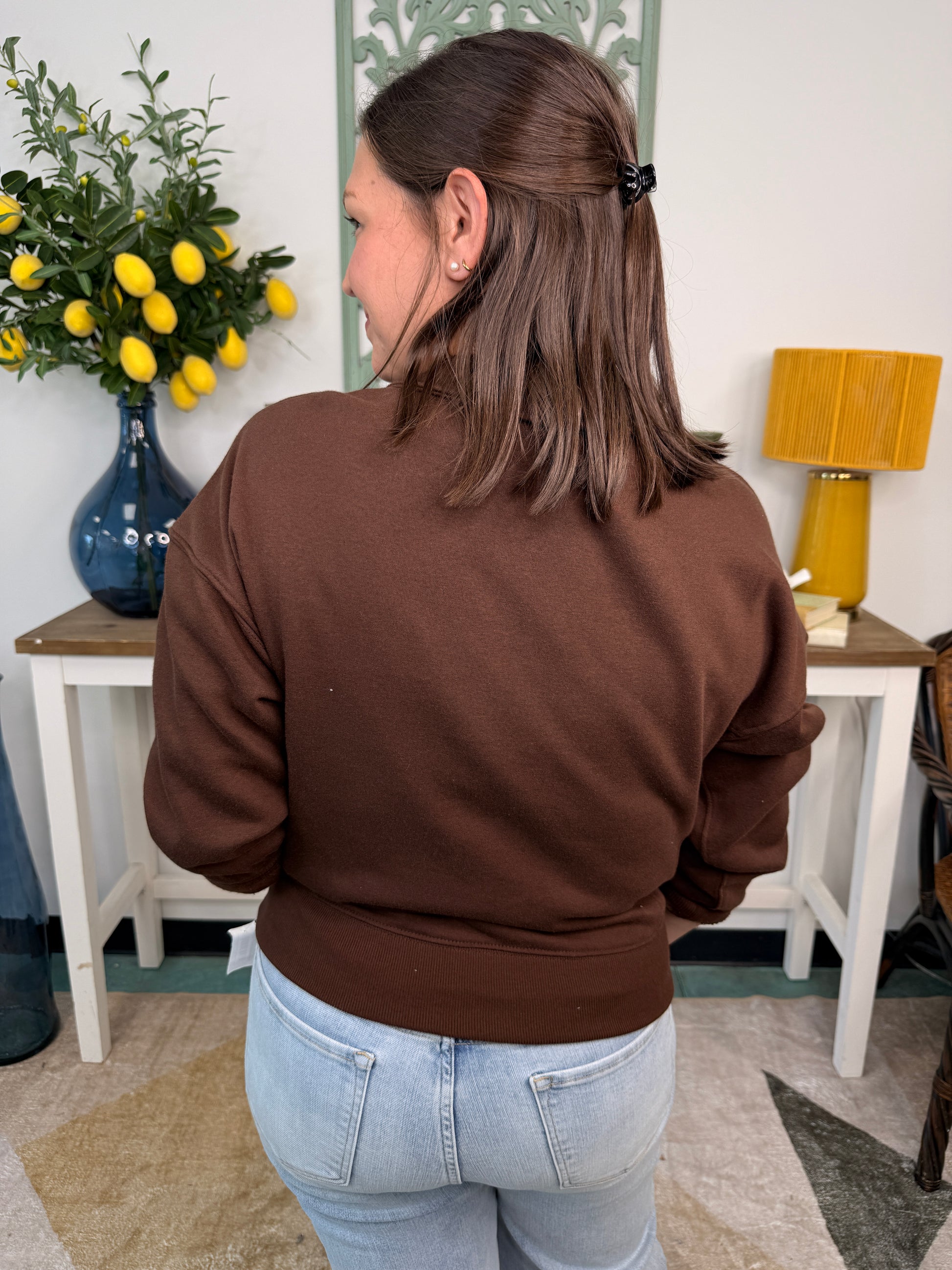 Fleece High Neck Half-Zip Sweatshirt *Final Sale*