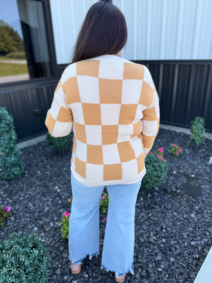 Checked V-Neck Cardigan