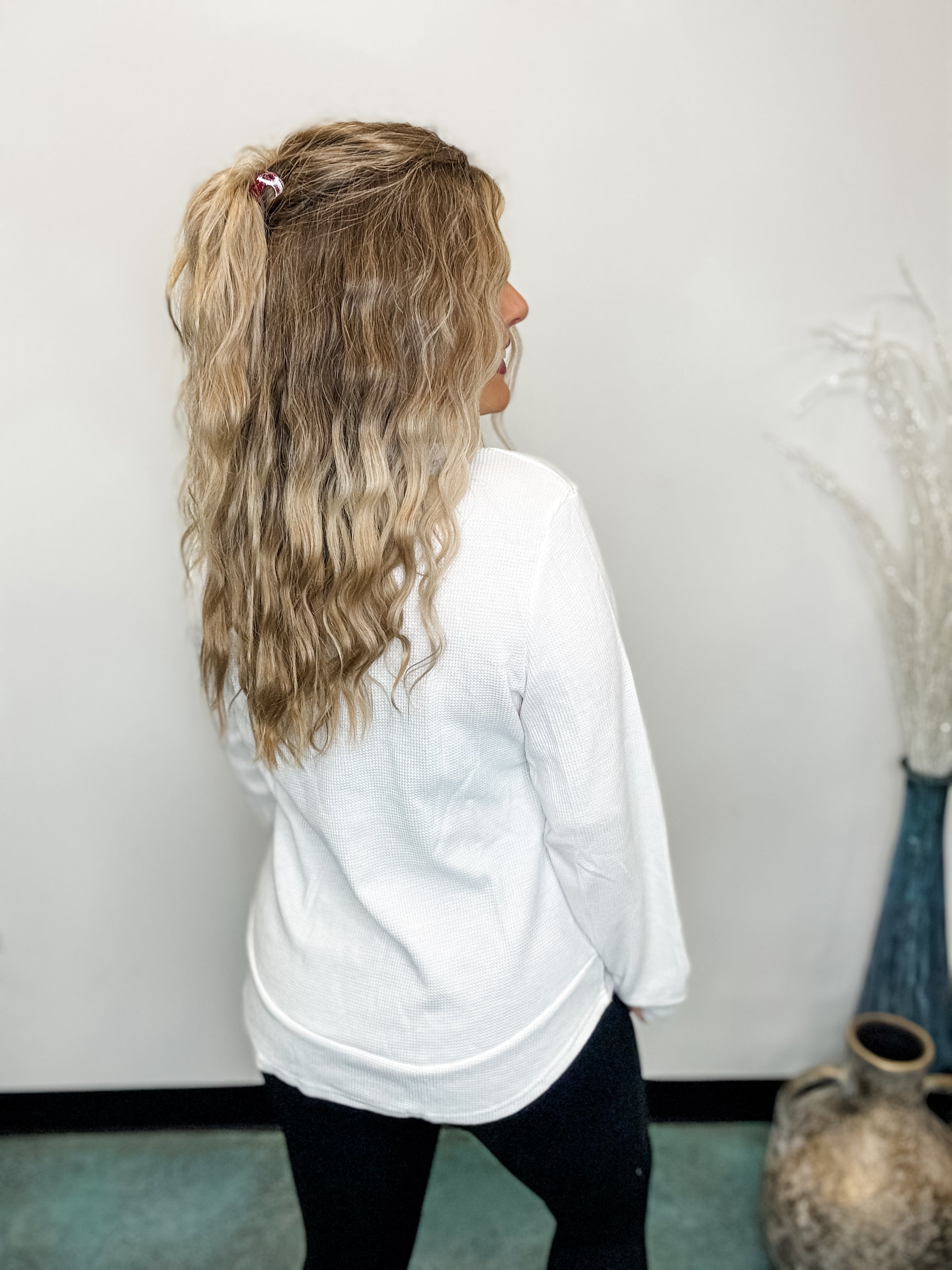 Daily Texture Waffle Top - White *Final Sale*
