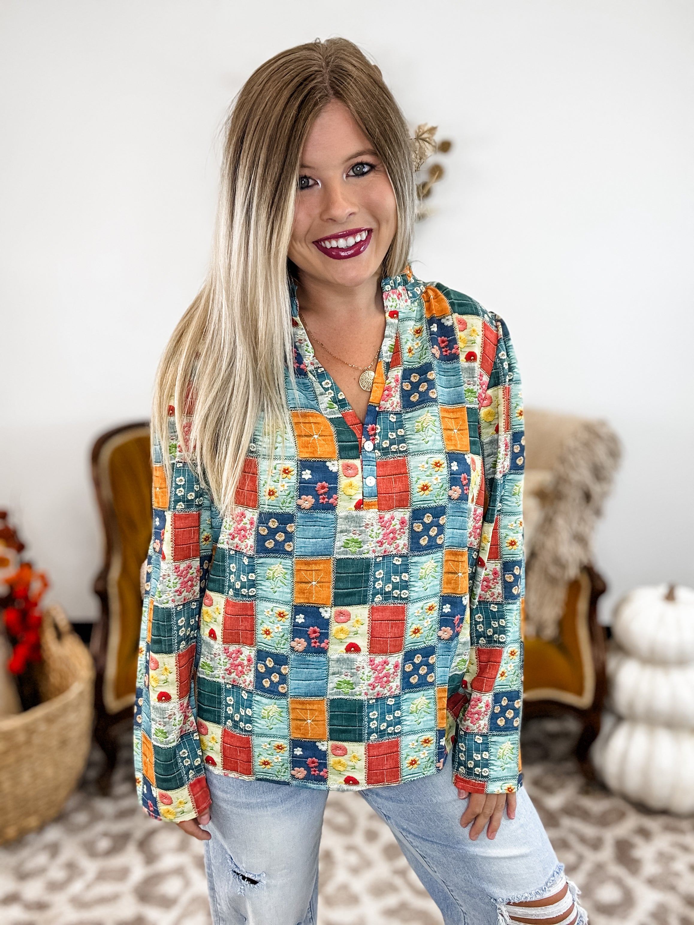Flower Check Top – Re-Fabbed Boutique