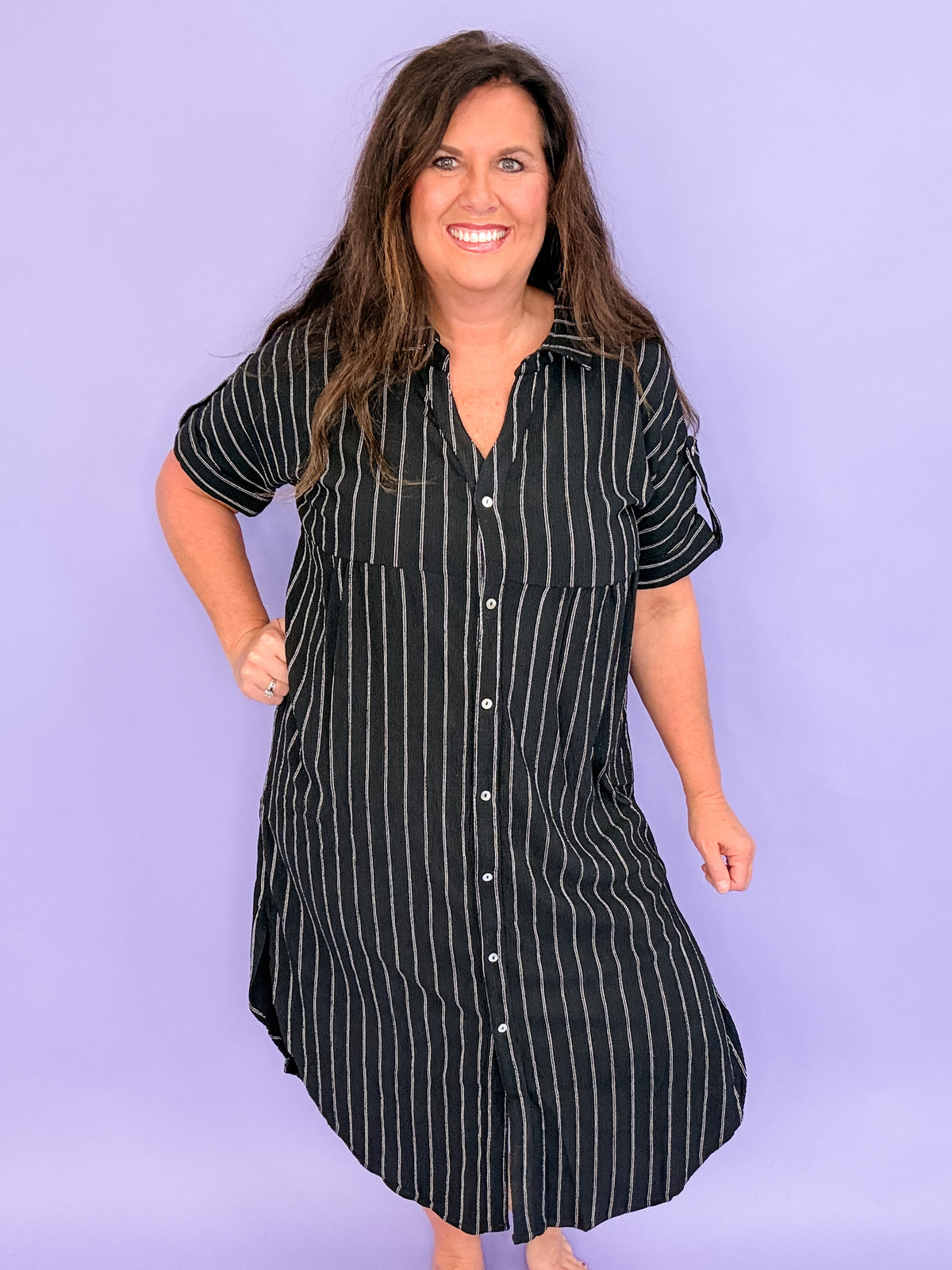 Easy Does It Striped Shirt Dress