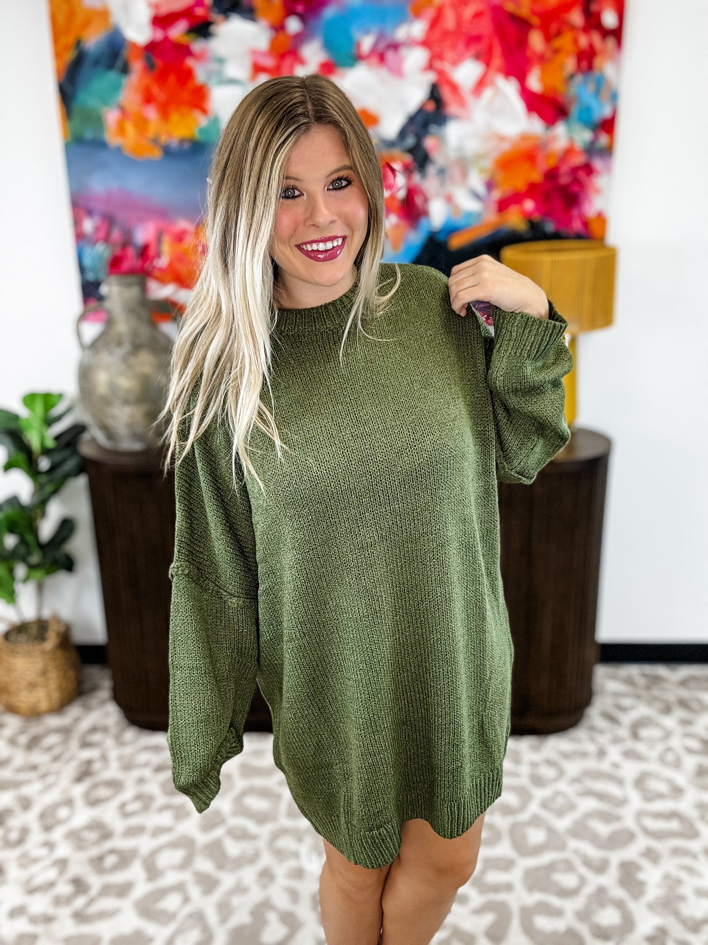 Cloud Soft Sweater Dress - Green