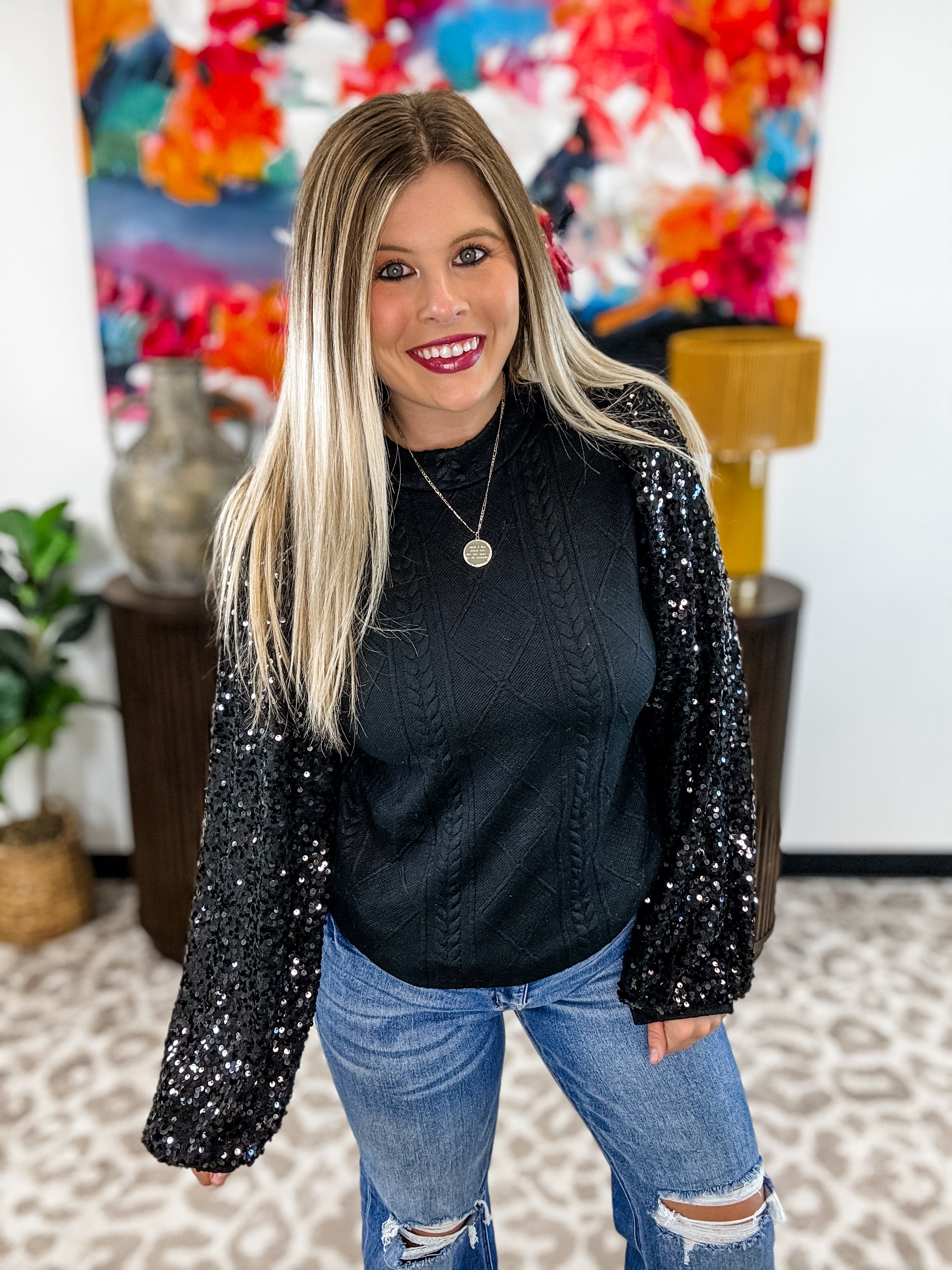 Shimmer Intentions Top - Black