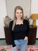 Soft Charm Rose Sweater - Black