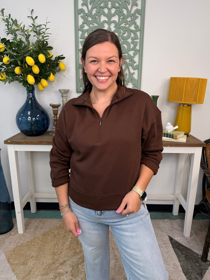 Fleece High Neck Half-Zip Sweatshirt *Final Sale*