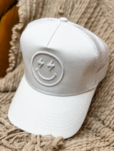 Lightning Happy Face 3D Embroidered Trucker Hat