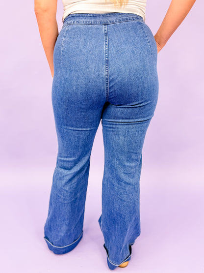 Worth Your While Button Flare Jeans
