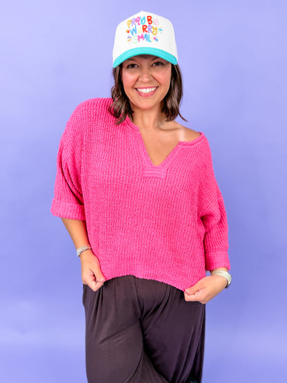 Color Me Cozy Split Neck Sweater