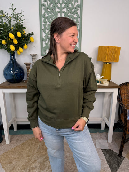 Fleece High Neck Half-Zip Sweatshirt *Final Sale*