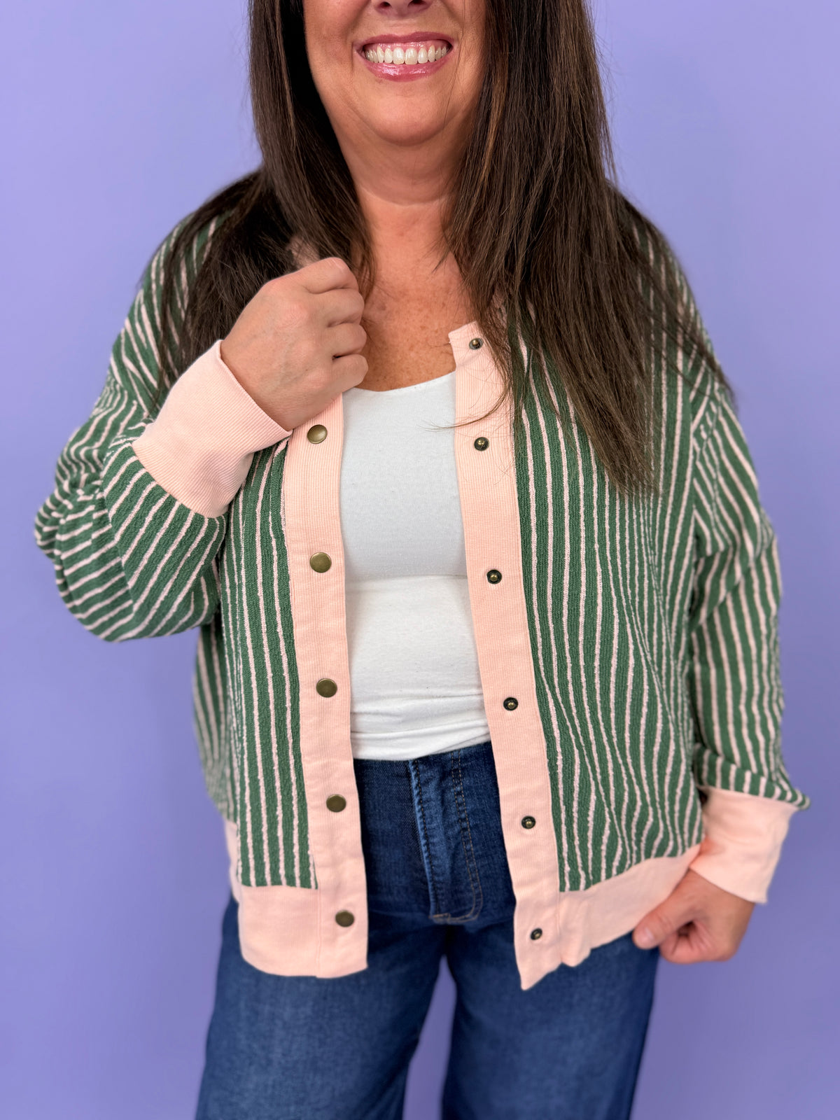 Striped Patchwork Long Sleeve Cardigan