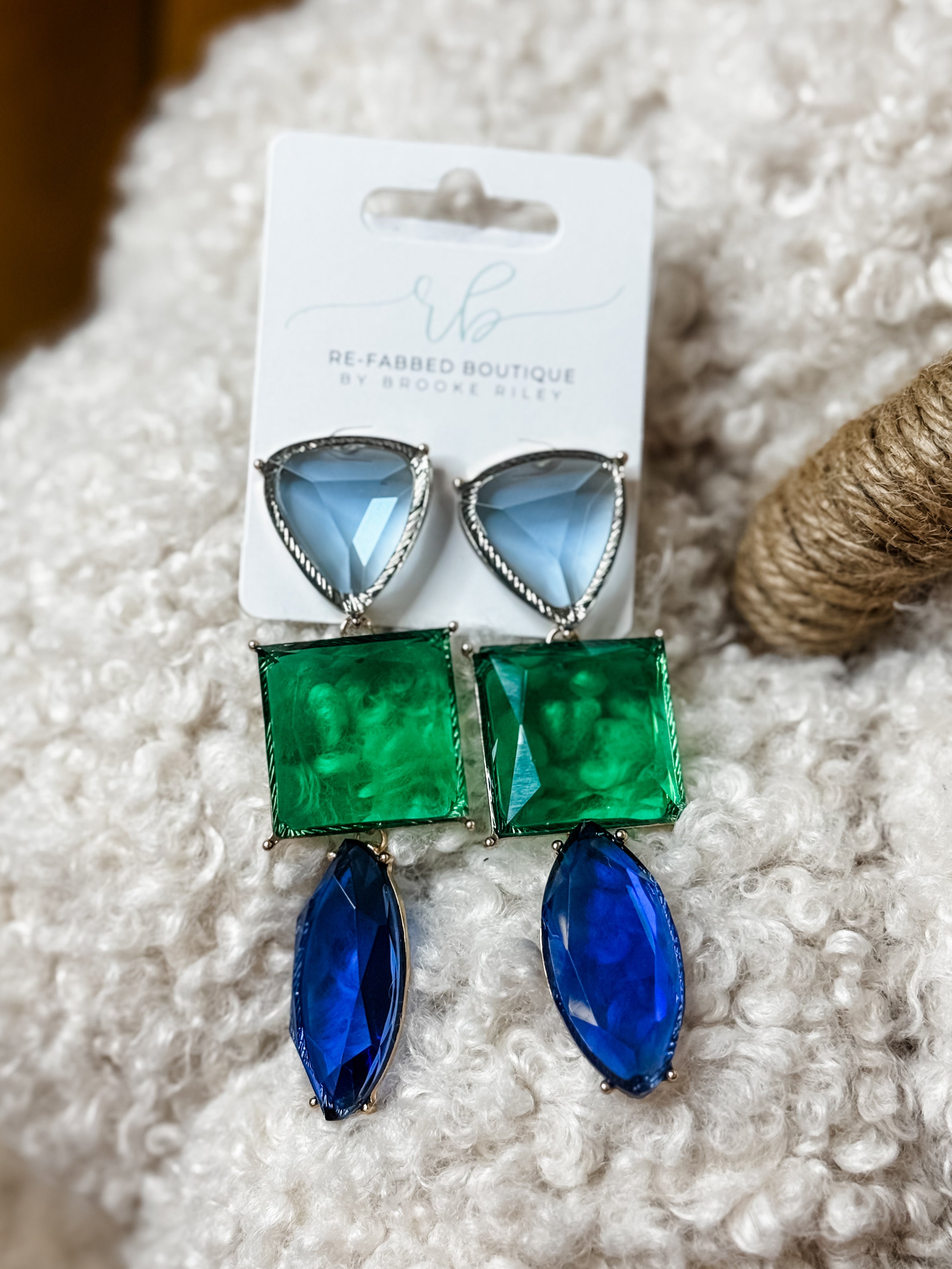 GeoPop Trio Earrings - Teal