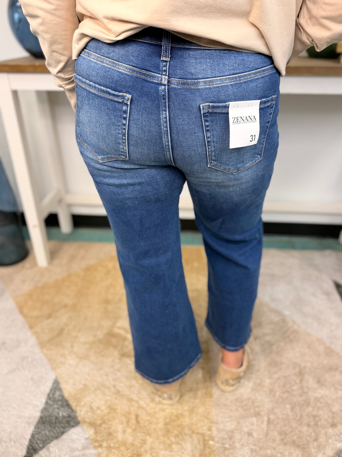 Distressed Raw Hem Denim Pants