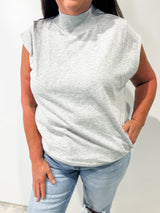 Clean Lines Cap Sleeve Top - Grey DOORBUSTER