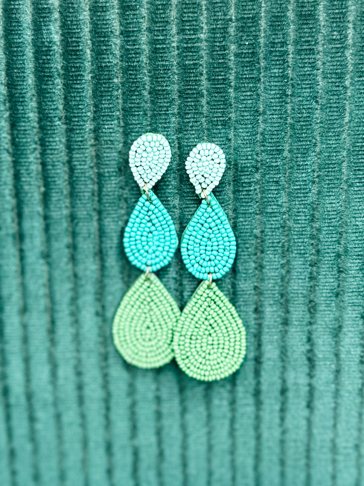 Trinity Teardrop Earrings - Green FINAL SALE