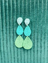 Trinity Teardrop Earrings - Green FINAL SALE