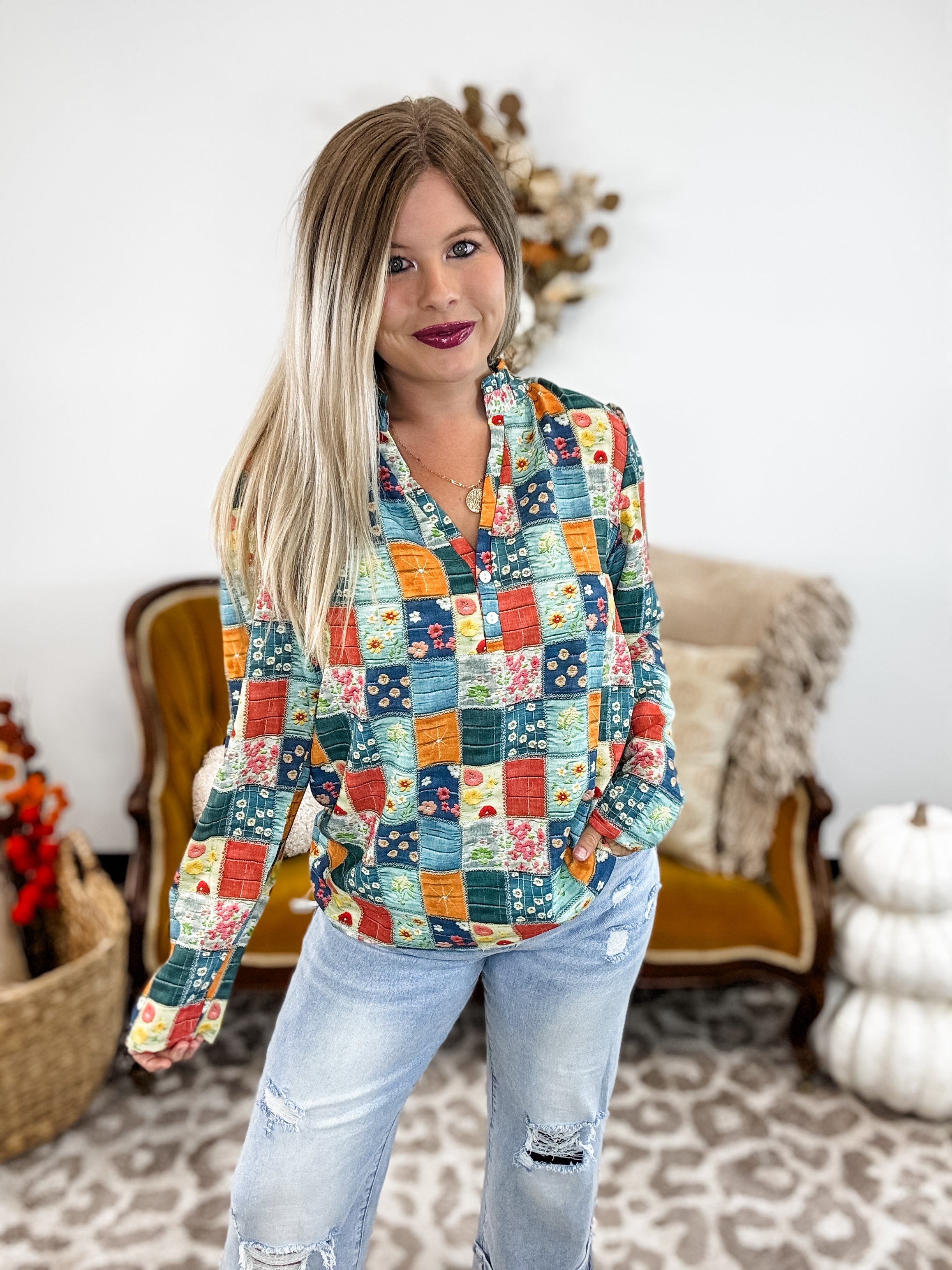 Flower Check Top – Re-Fabbed Boutique