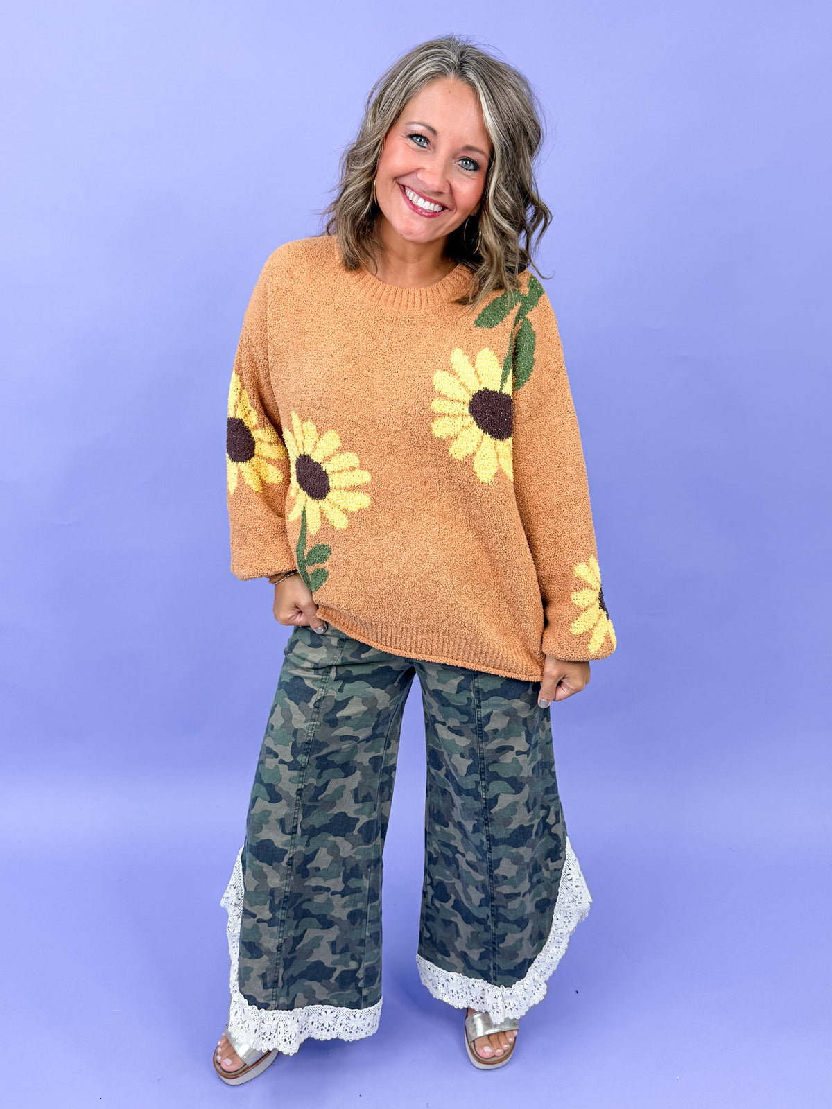 Lace Tulip Washed Camo Jean