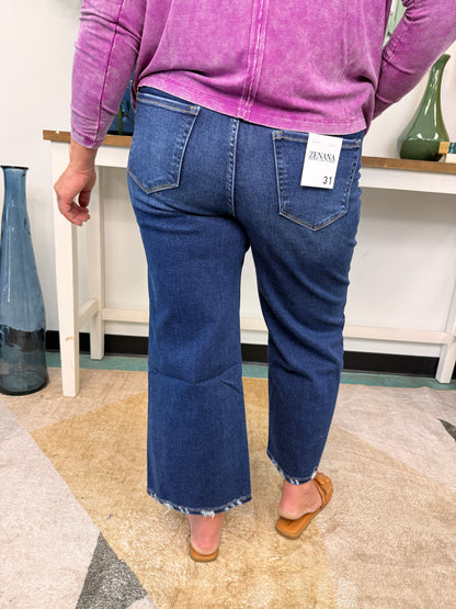 Cropped Wide Leg Denim Jeans