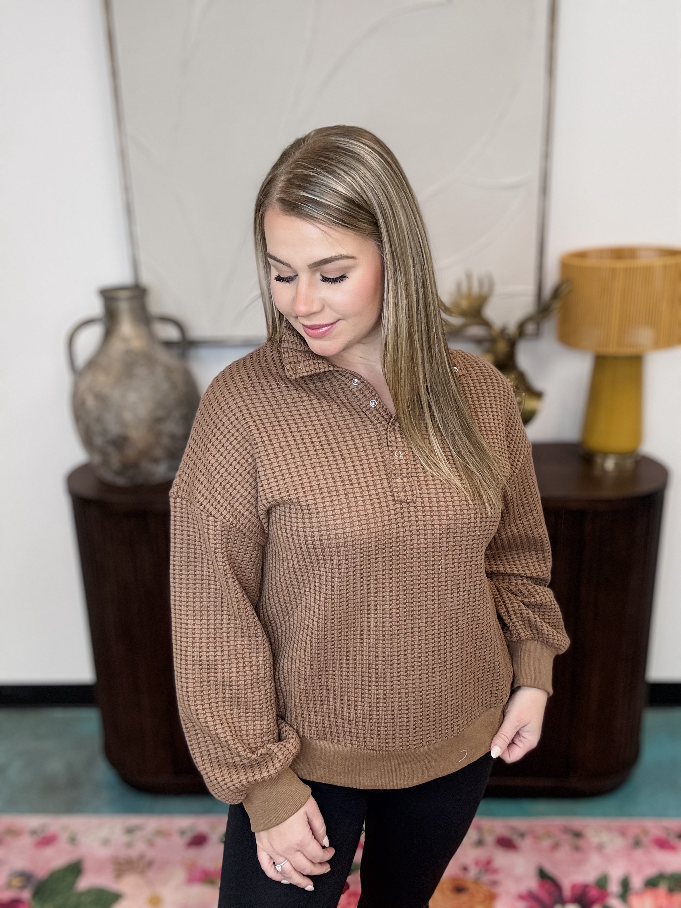 Everyday Luxe Textured Top - Brown
