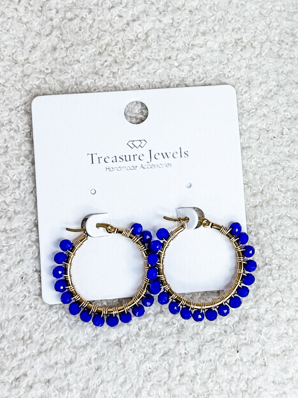Small Blue Beaded Hoops final sale