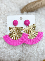 Sunset Bloom Raffia Earrings