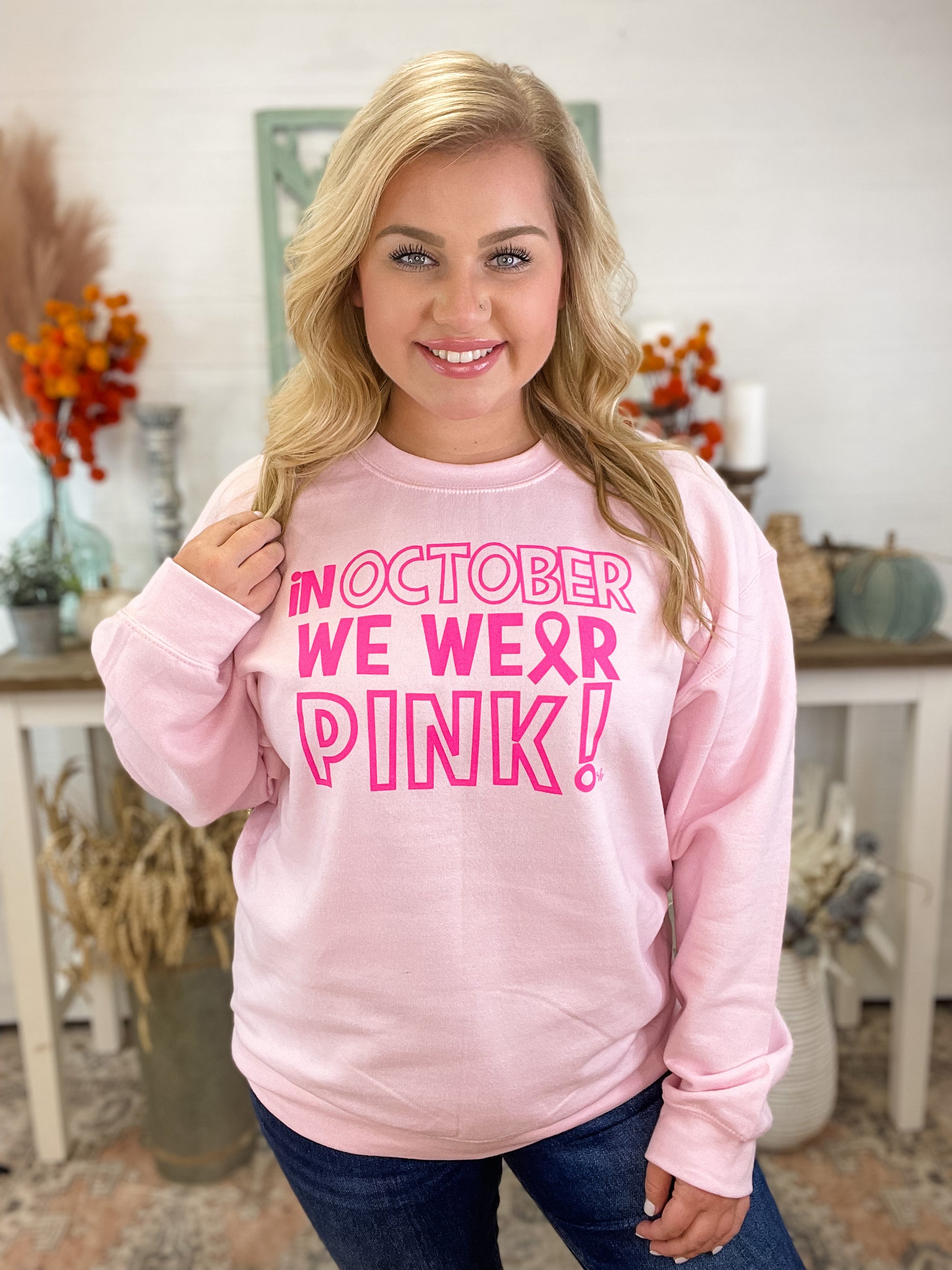 "WE WEAR PINK" Graphic Crewneck Sweatshirt