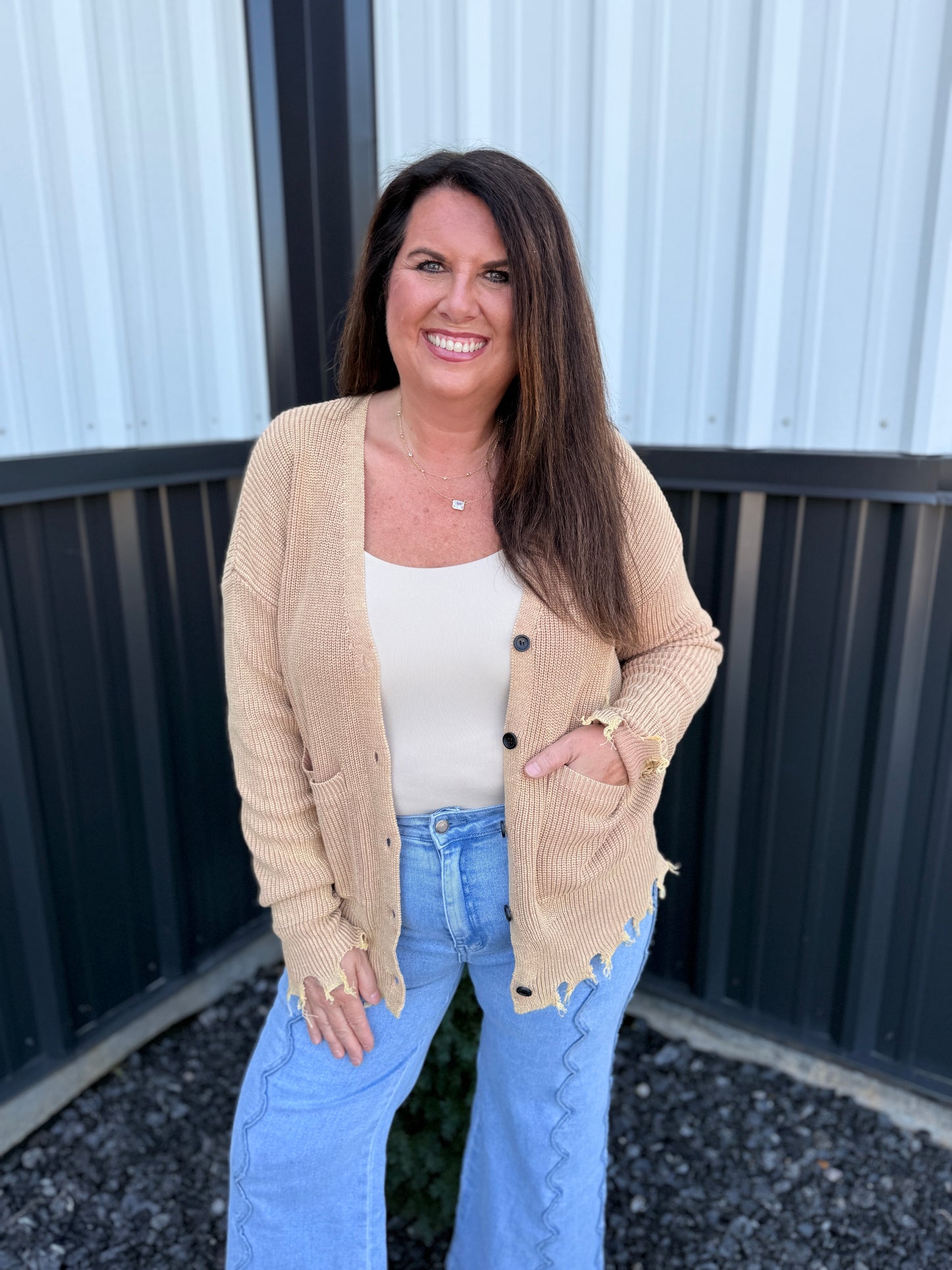 Vintage Washed V-neck Sweater Cardigan