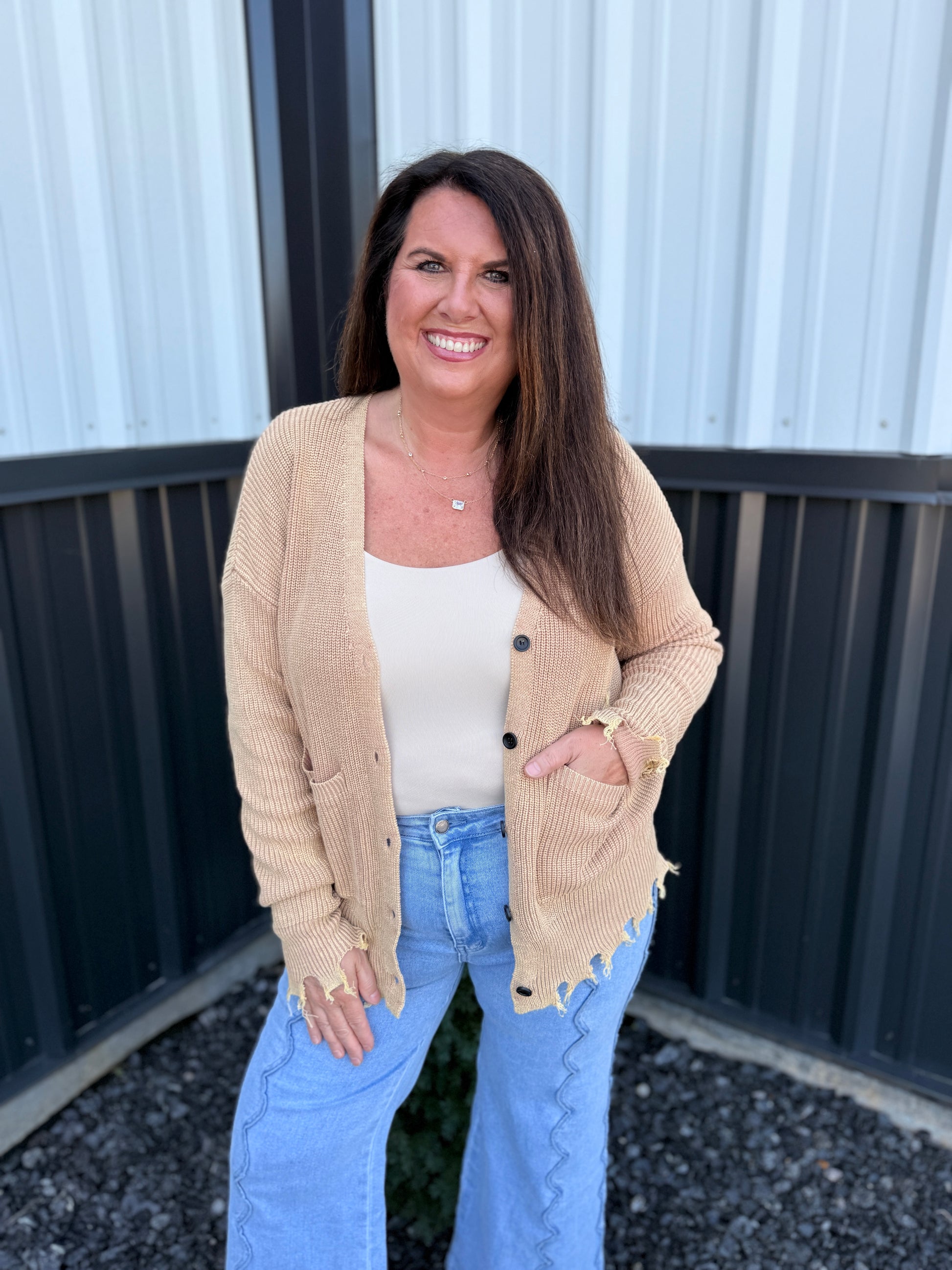 Vintage Washed V-neck Sweater Cardigan