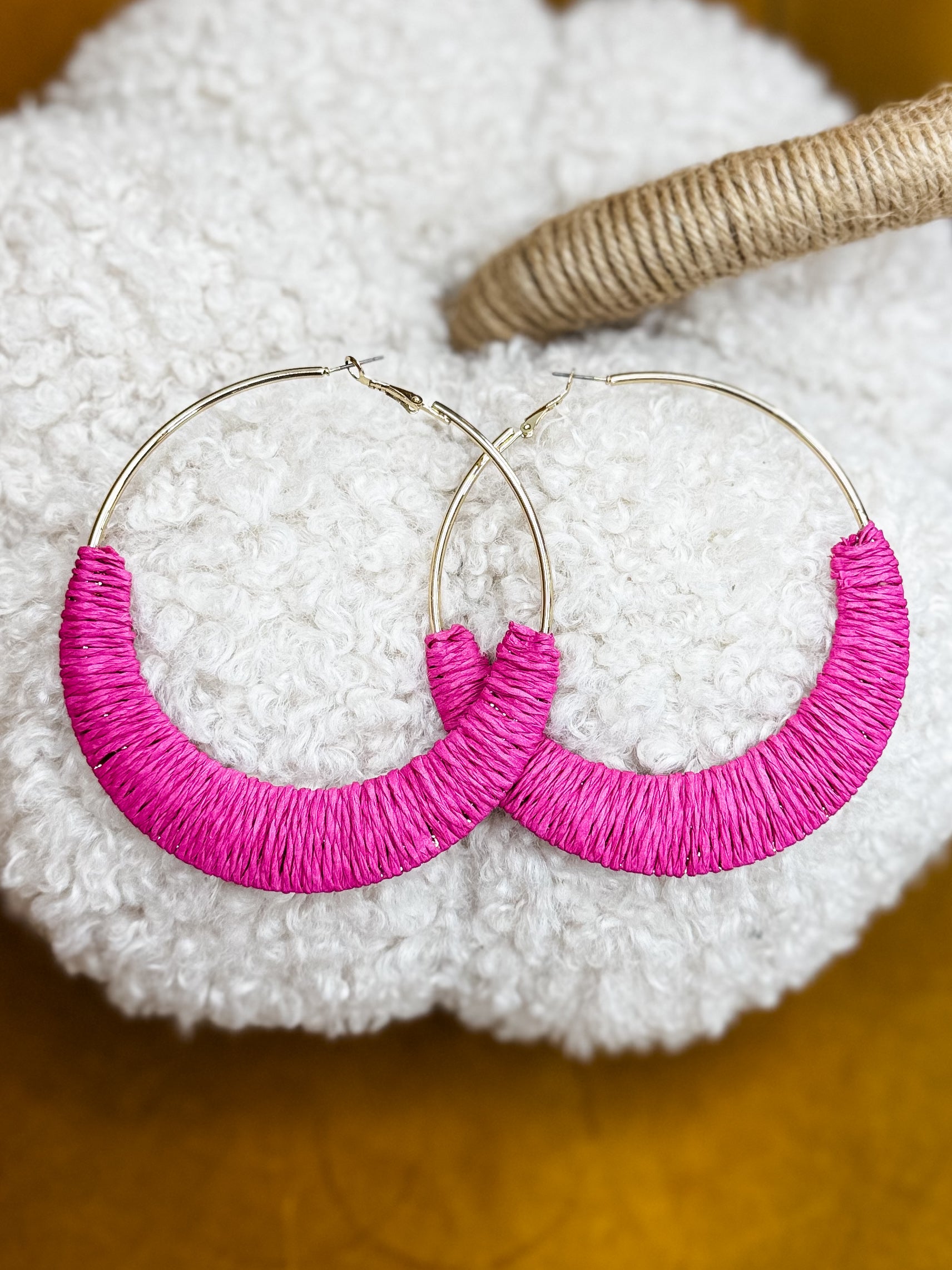 Rosé Raffia Drops Earrings
