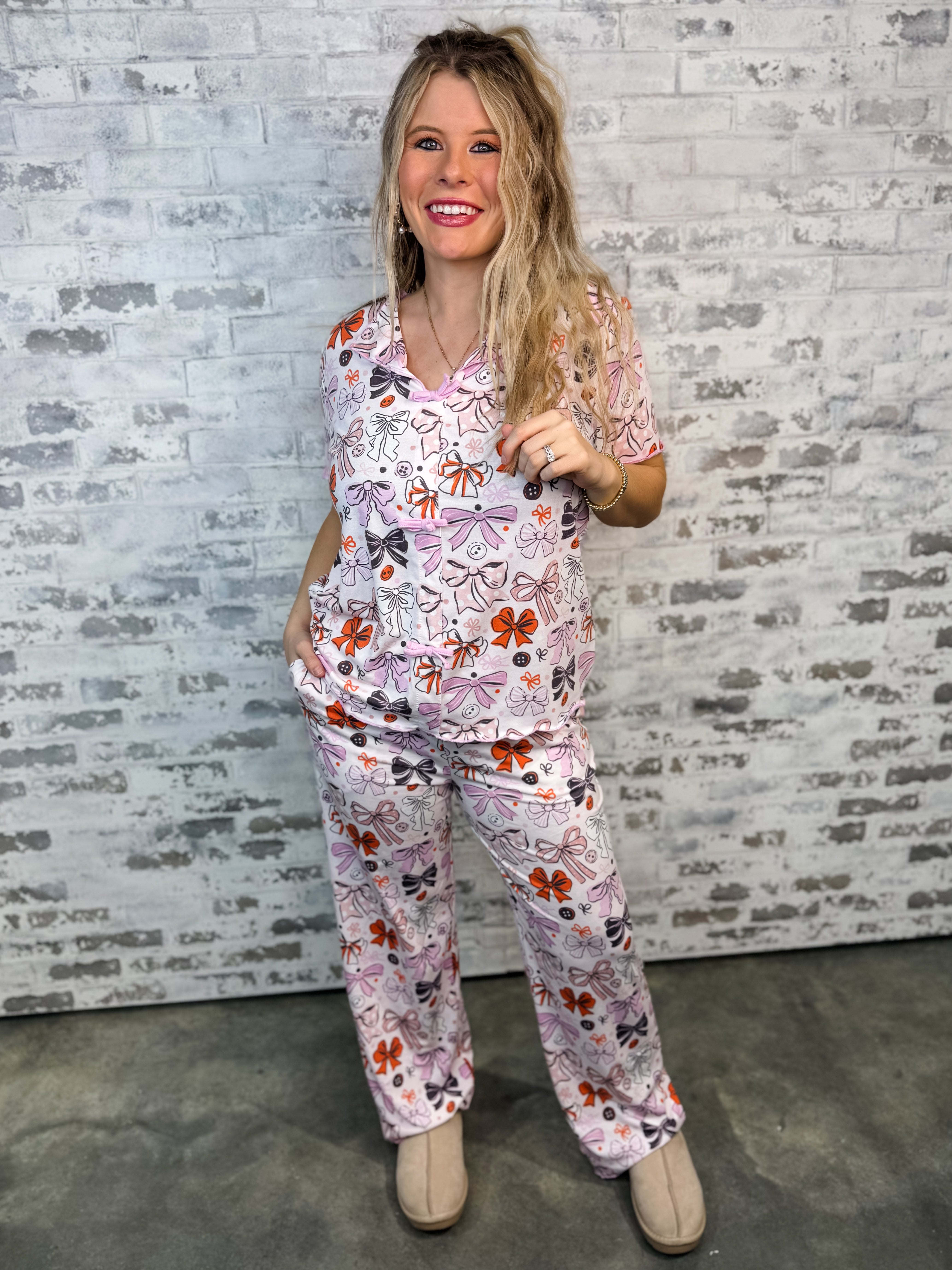 Bow Print Pajama Set