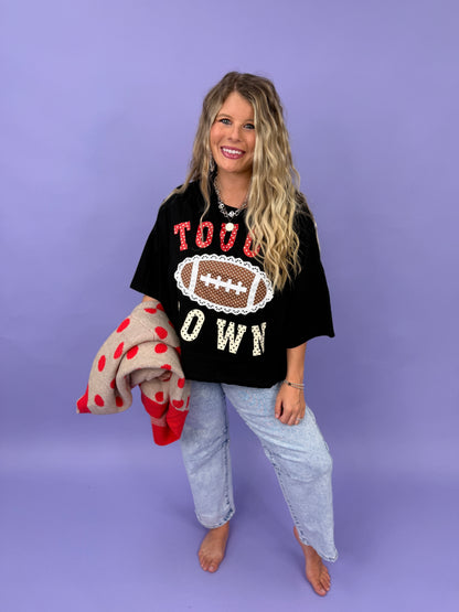 Football Game Day Polka Dots Washed Loose Fit Top
