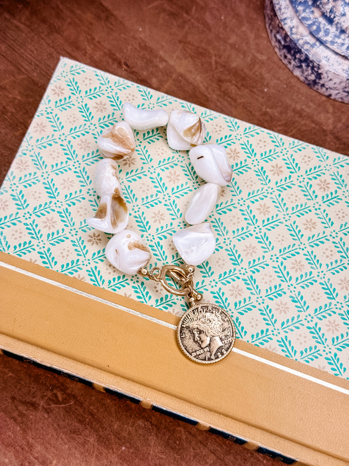 Pearl Coin Toggle Bracelet